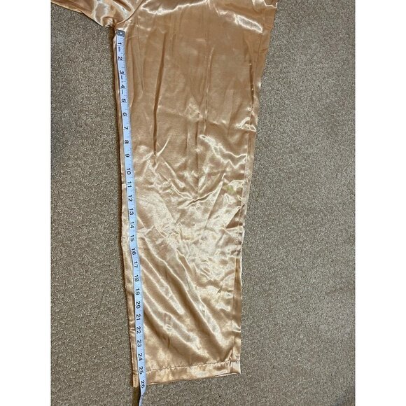 Vintage Claire’s Rose Champagne Embroidered Flannel Lined Pajama Set Sz S - Picture 5 of 12